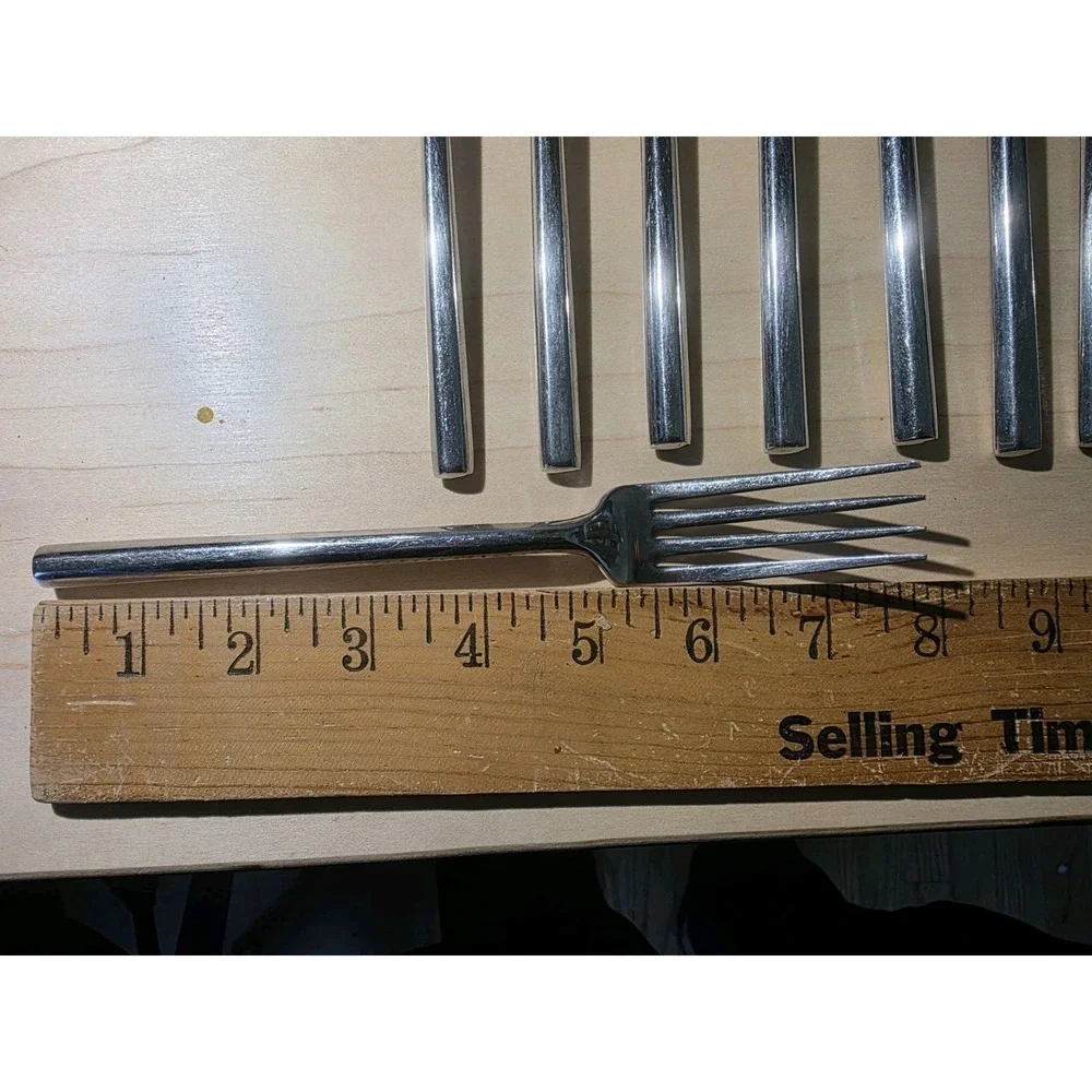 Set of 8 Retroneu CYLINDER Dinner Forks 18/8 Stainless Steel Korea MCM 7 5/8